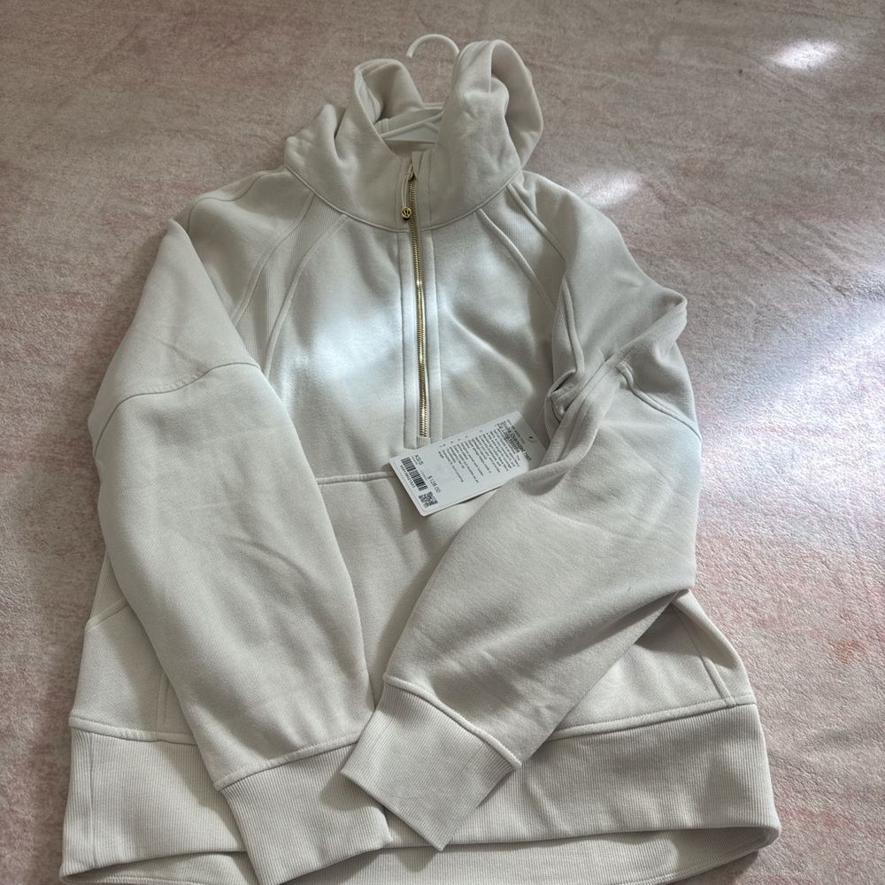 lululemon athletica Cream Half-Zip Pullover with Gold Zipper